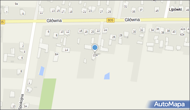 Lipówki, Główna, 22A, mapa Lipówki