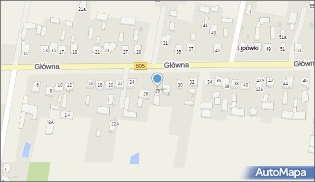 Lipówki, Główna, 28, mapa Lipówki