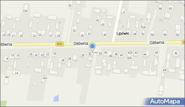 Lipówki, Główna, 32A, mapa Lipówki