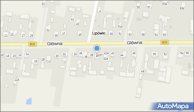 Lipówki, Główna, 40, mapa Lipówki