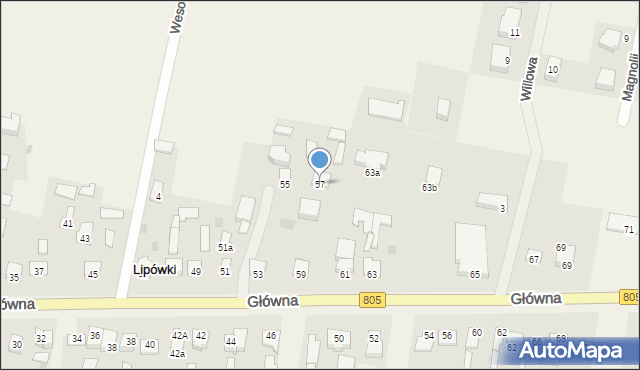 Lipówki, Główna, 57, mapa Lipówki