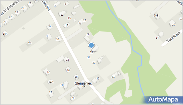 Łodygowice, Glemieniec, 33, mapa Łodygowice