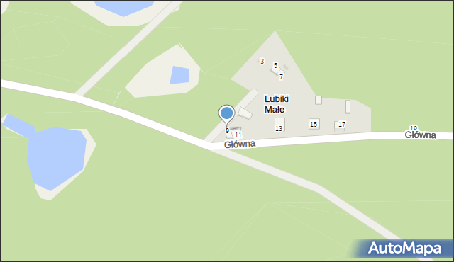 Lubiki Małe, Główna, 9, mapa Lubiki Małe