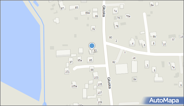 Lublin, Głuska, 93a, mapa Lublina