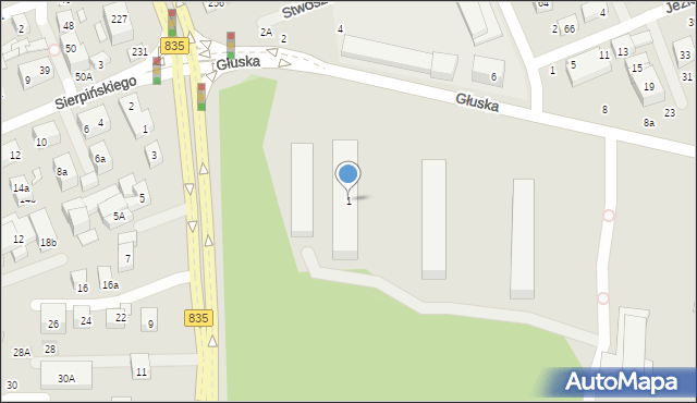 Lublin, Głuska, 1, mapa Lublina