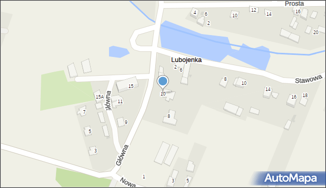 Lubojenka, Główna, 10, mapa Lubojenka