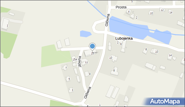 Lubojenka, Główna, 15, mapa Lubojenka