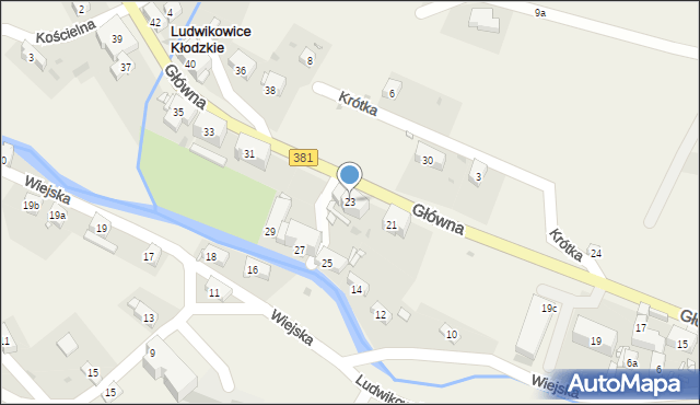 Ludwikowice Kłodzkie, Główna, 23, mapa Ludwikowice Kłodzkie