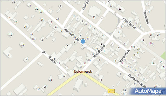 Lutomiersk, Głowackiego, 1, mapa Lutomiersk