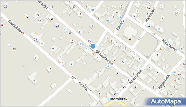 Lutomiersk, Głowackiego, 9, mapa Lutomiersk