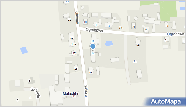 Malachin, Główna, 14, mapa Malachin