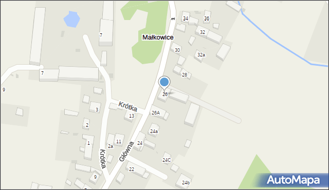 Małkowice, Główna, 26, mapa Małkowice