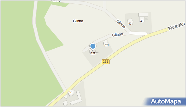 Miechucino, Glinno, 258, mapa Miechucino