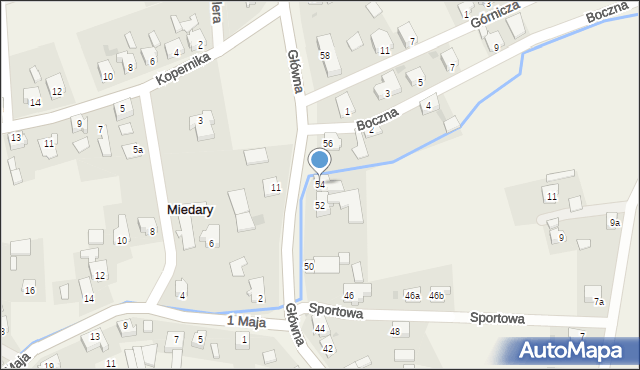 Miedary, Główna, 54, mapa Miedary