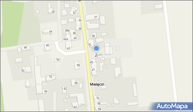 Mielęcin, Główna, 43a, mapa Mielęcin