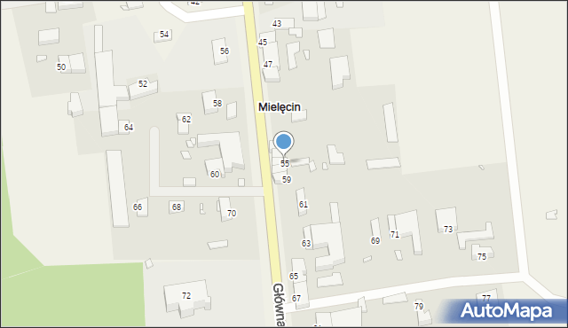 Mielęcin, Główna, 55, mapa Mielęcin