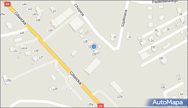 Mikołów, Gliwicka, 124, mapa Mikołów