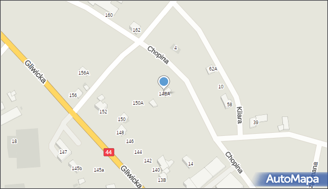 Mikołów, Gliwicka, 148A, mapa Mikołów