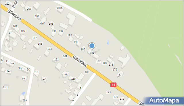 Mikołów, Gliwicka, 184, mapa Mikołów