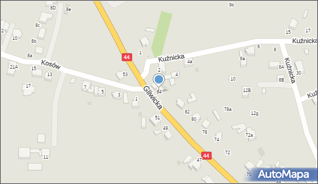 Mikołów, Gliwicka, 84, mapa Mikołów