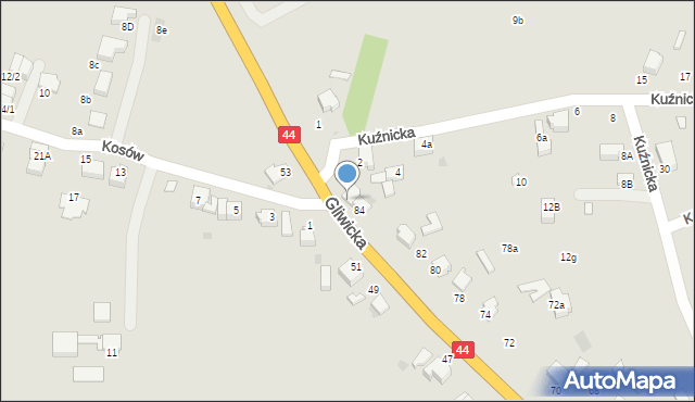 Mikołów, Gliwicka, 86, mapa Mikołów