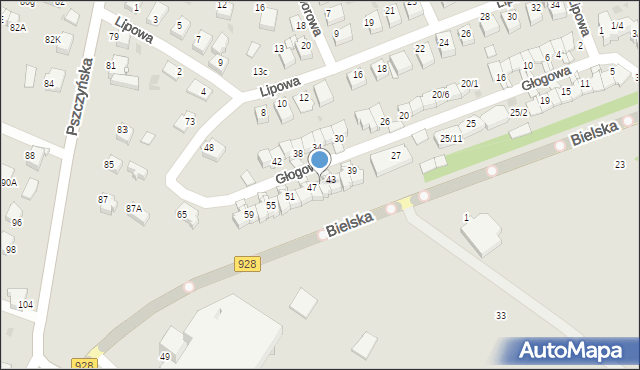 Mikołów, Głogowa, 45, mapa Mikołów
