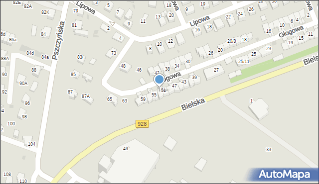 Mikołów, Głogowa, 53, mapa Mikołów