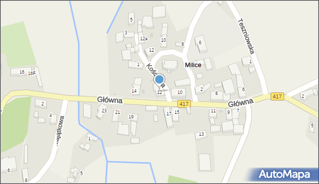 Milice, Główna, 12, mapa Milice