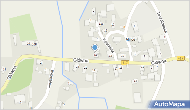 Milice, Główna, 14, mapa Milice