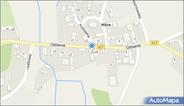 Milice, Główna, 17, mapa Milice