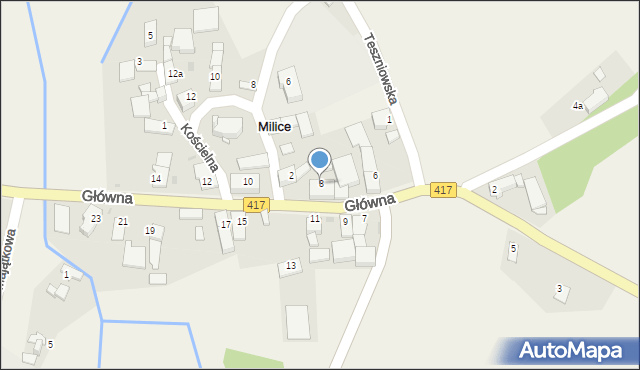 Milice, Główna, 8, mapa Milice