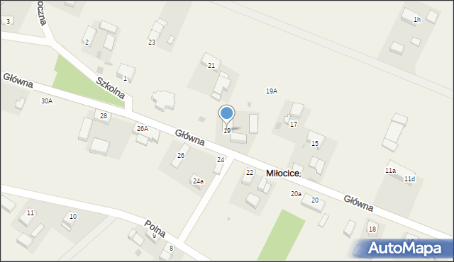 Miłocice, Główna, 19, mapa Miłocice