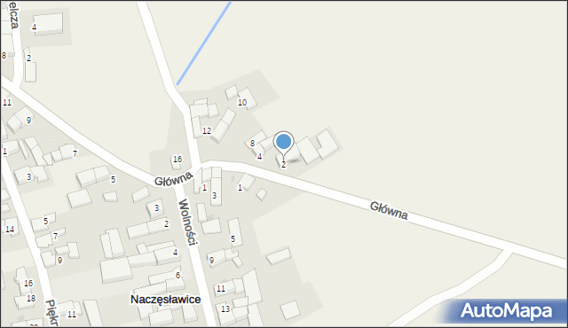 Naczęsławice, Główna, 2, mapa Naczęsławice