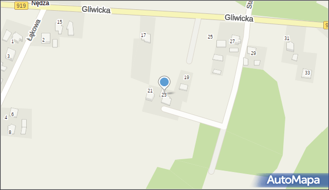 Nędza, Gliwicka, 23, mapa Nędza