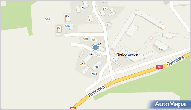 Nieborowice, Główna, 64/1, mapa Nieborowice