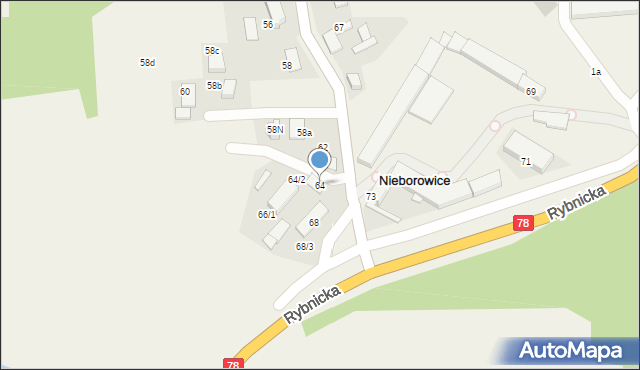 Nieborowice, Główna, 64, mapa Nieborowice