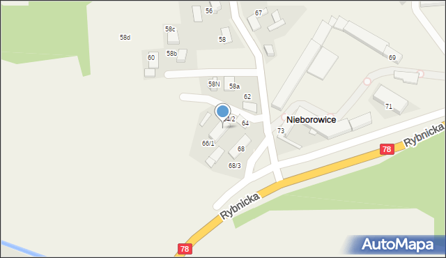 Nieborowice, Główna, 66, mapa Nieborowice