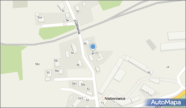 Nieborowice, Główna, 67, mapa Nieborowice