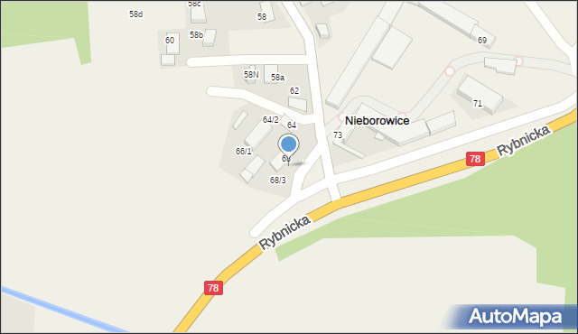 Nieborowice, Główna, 68/2, mapa Nieborowice