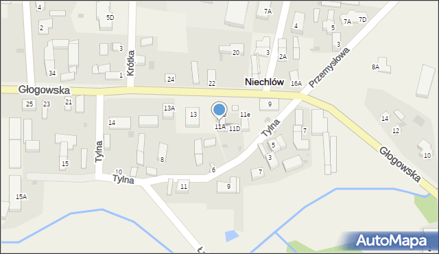 Niechlów, Głogowska, 11A, mapa Niechlów