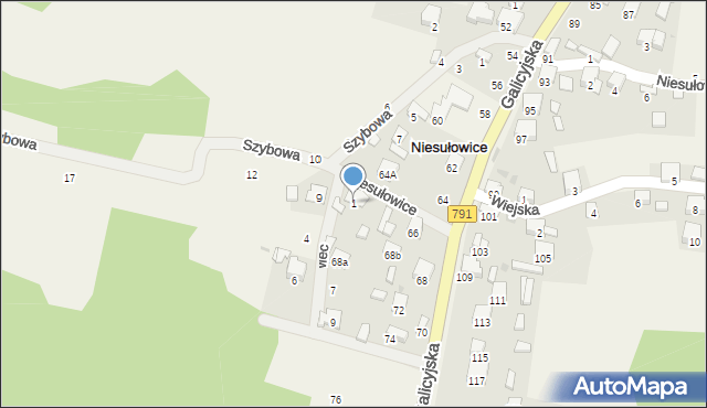 Niesułowice, Głębowiec, 1, mapa Niesułowice