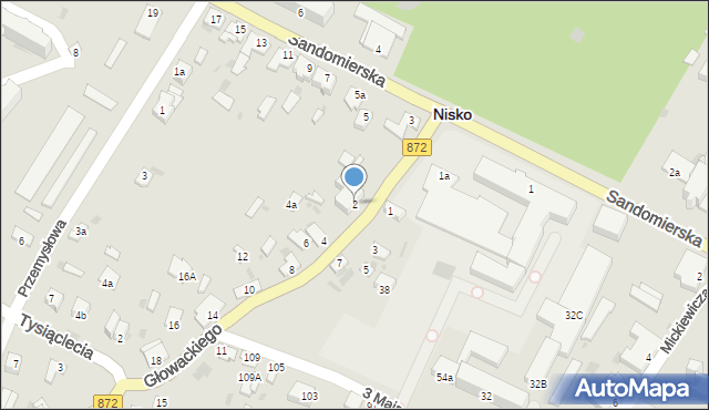 Nisko, Głowackiego Bartosza, 2, mapa Nisko
