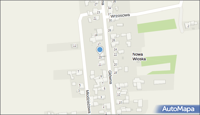 Nowa Wioska, Główna, 13, mapa Nowa Wioska