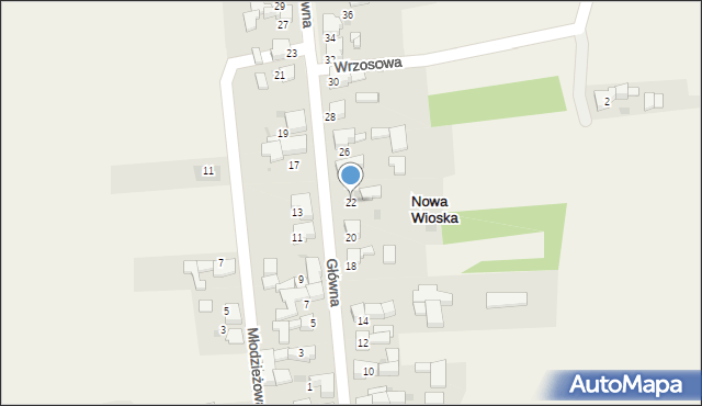 Nowa Wioska, Główna, 22, mapa Nowa Wioska