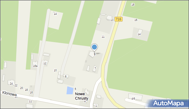 Nowe Chrusty, Główna, 9, mapa Nowe Chrusty