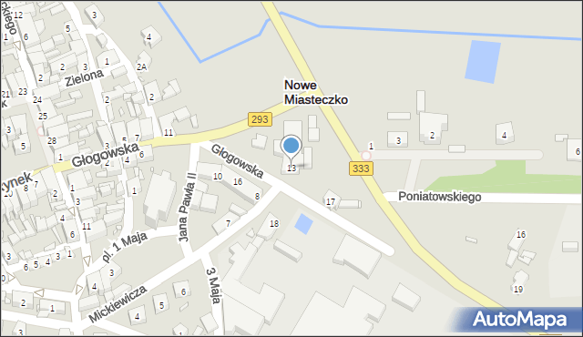 Nowe Miasteczko, Głogowska, 13, mapa Nowe Miasteczko