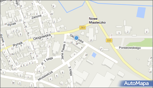 Nowe Miasteczko, Głogowska, 16, mapa Nowe Miasteczko