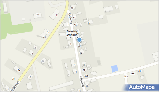 Nowiny Wielkie, Główna, 32, mapa Nowiny Wielkie