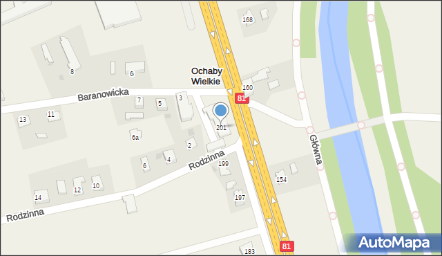 Ochaby Wielkie, Główna, 201, mapa Ochaby Wielkie