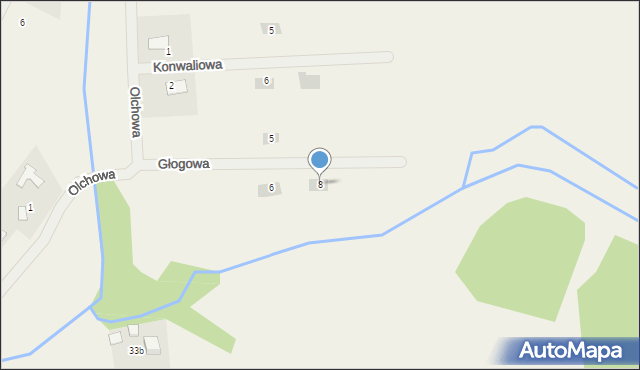 Olszyny, Głogowa, 8, mapa Olszyny